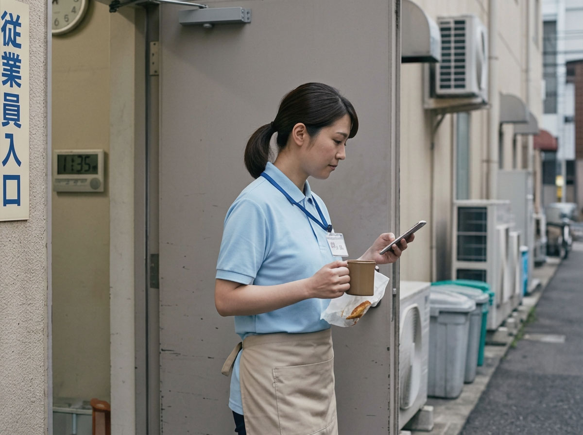 ⑥	倉庫・バックヤード・裏口のドアの鍵が開けっ放しになっている